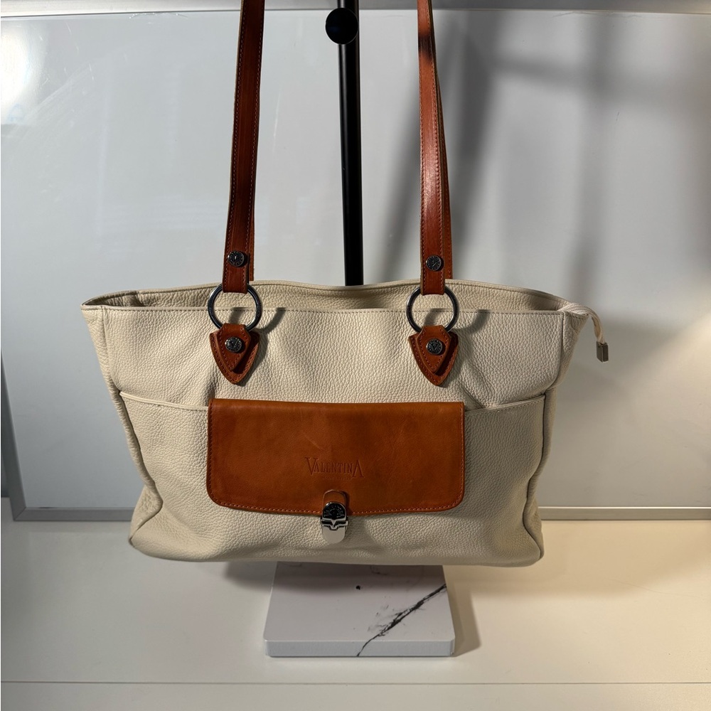 Valentina - GUC - Elegant Cream and Brown Tote Bag